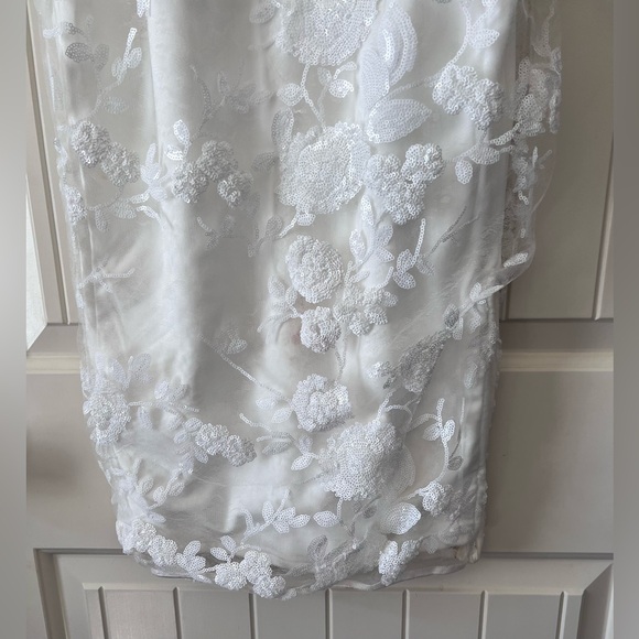 Lulus Size XS Glamorous Spectacle White Sequin Bodice Dress Bachelorette - Picture 7 of 10